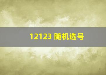 12123 随机选号